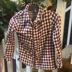 Cat & Jack Burgundy and White Checkered Kids Shirt